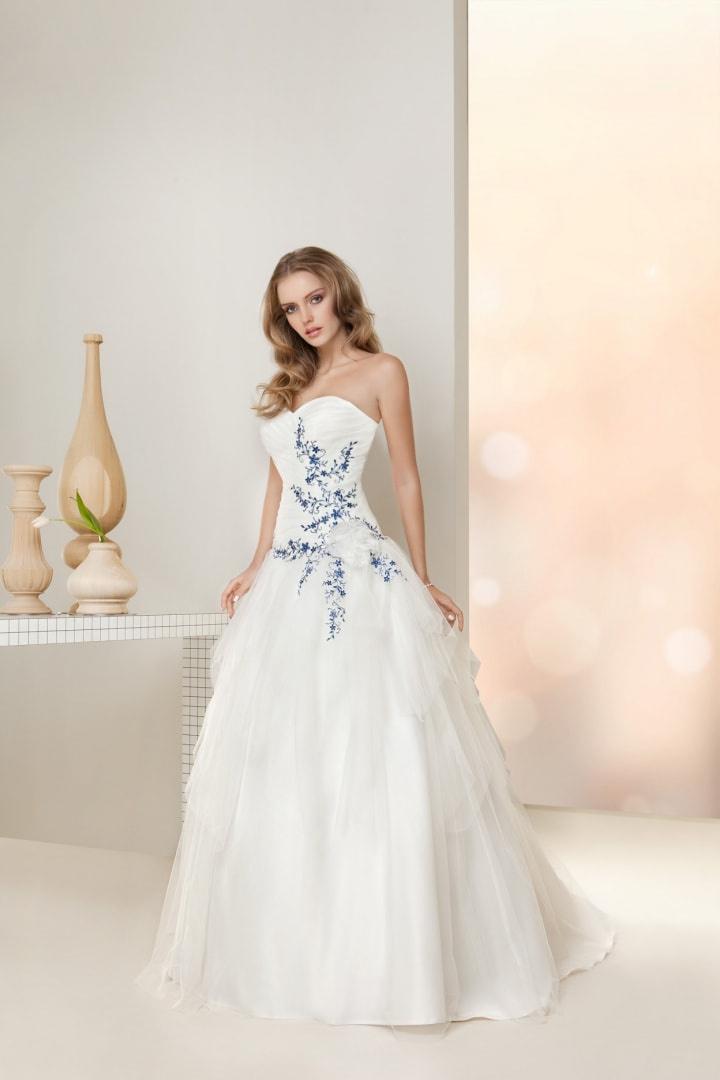 White wedding dress with best sale blue accents