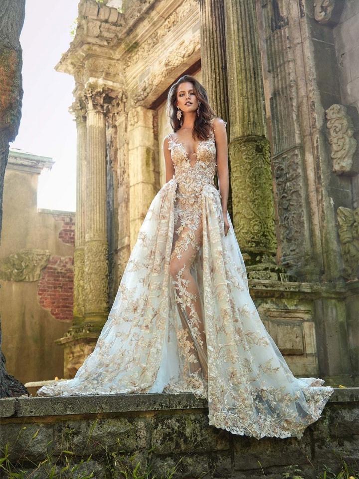 Golden wedding shop dress for bride