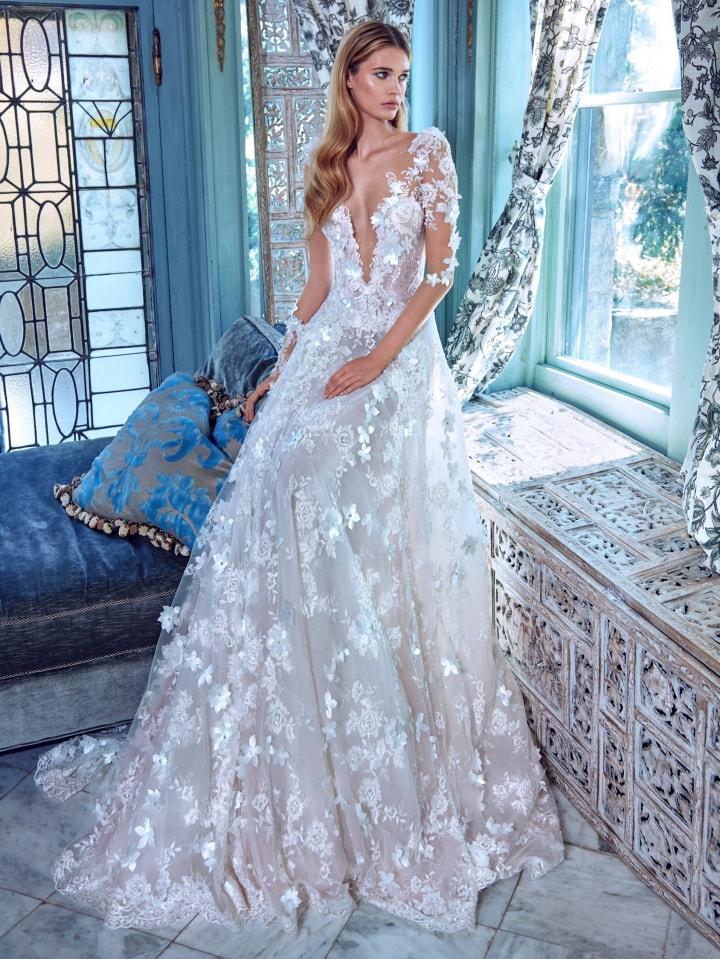 Wedding Dress With 3D Flowers, Long Sleeve Wedding Dress, Wedding Gown,  Elegant Wedding Dress, Bride Dress, Bridal Dress, Luxury Bridal Robe -   Canada