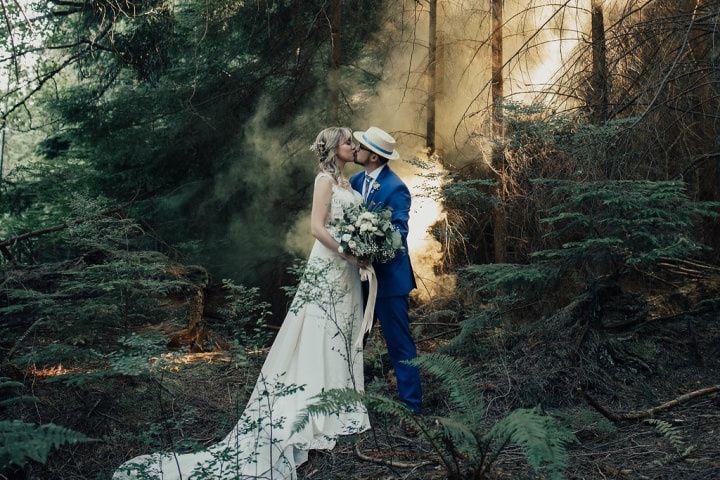 Forest wedding portrait