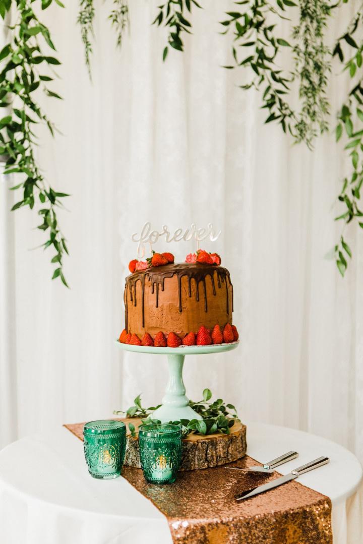 Chocolate on chocolate drip wedding cake