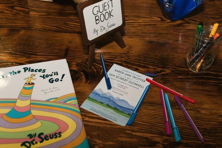 Wedding guest book idea for library wedding