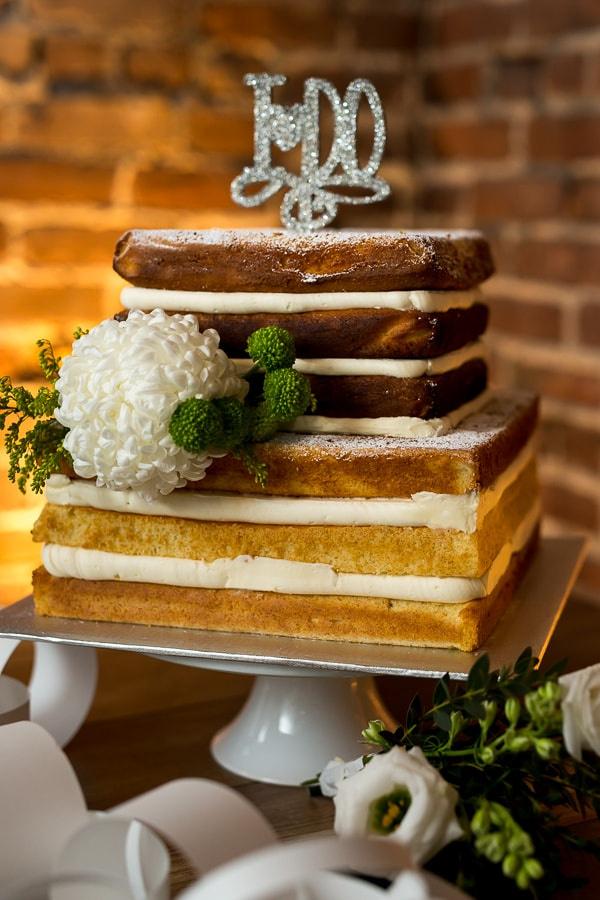 Square naked wedding cake