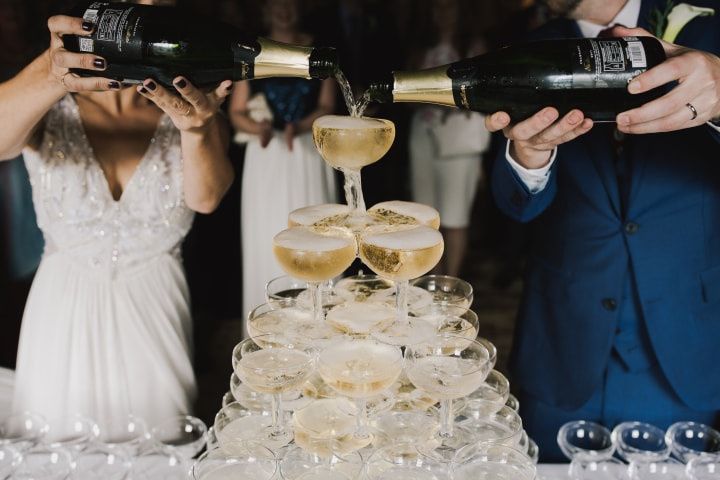 New Year’s Eve Wedding Ideas - champagne tower