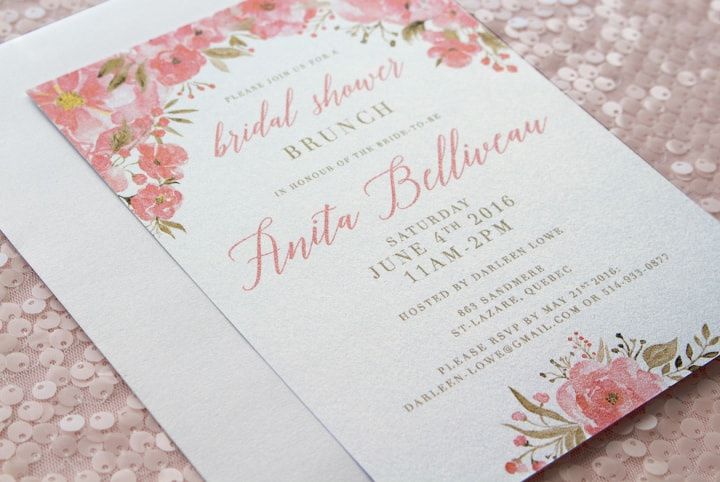 pink floral bridal shower invitation