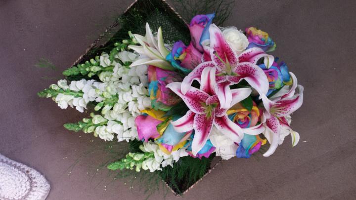 Rainbow bridal bouquet