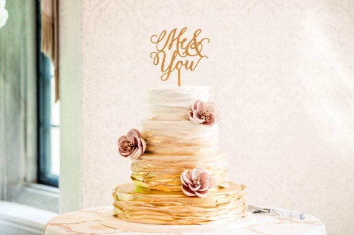 Beautiful Buttercream Ruffle and peony wedding cake