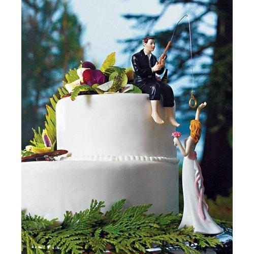 Hooked On Cake Topper, Fishing Couple, Sports Couple,Wedding Cake