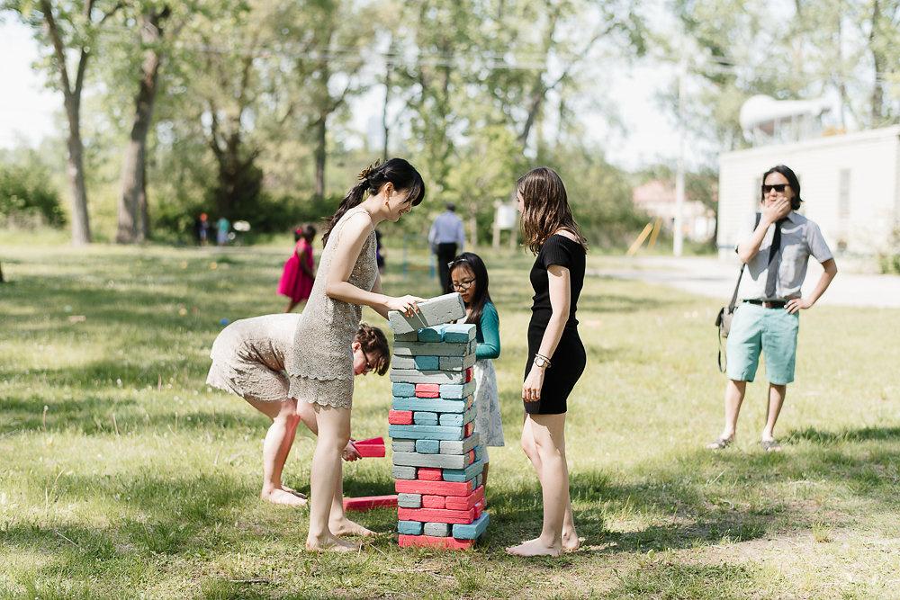 Giantv Jenga game at a wedding