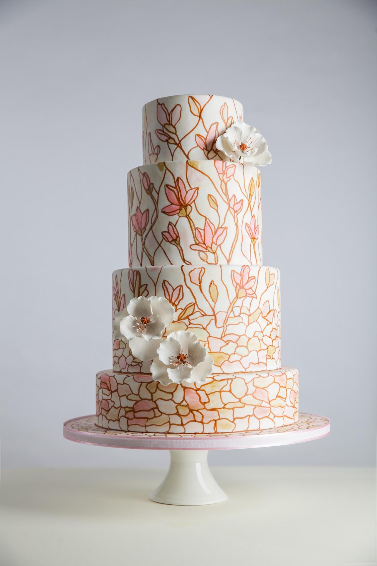 Handpainted mosaic wedding cake