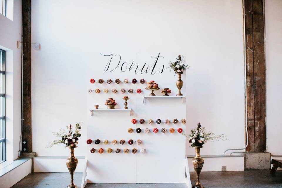 Donut display at wedding