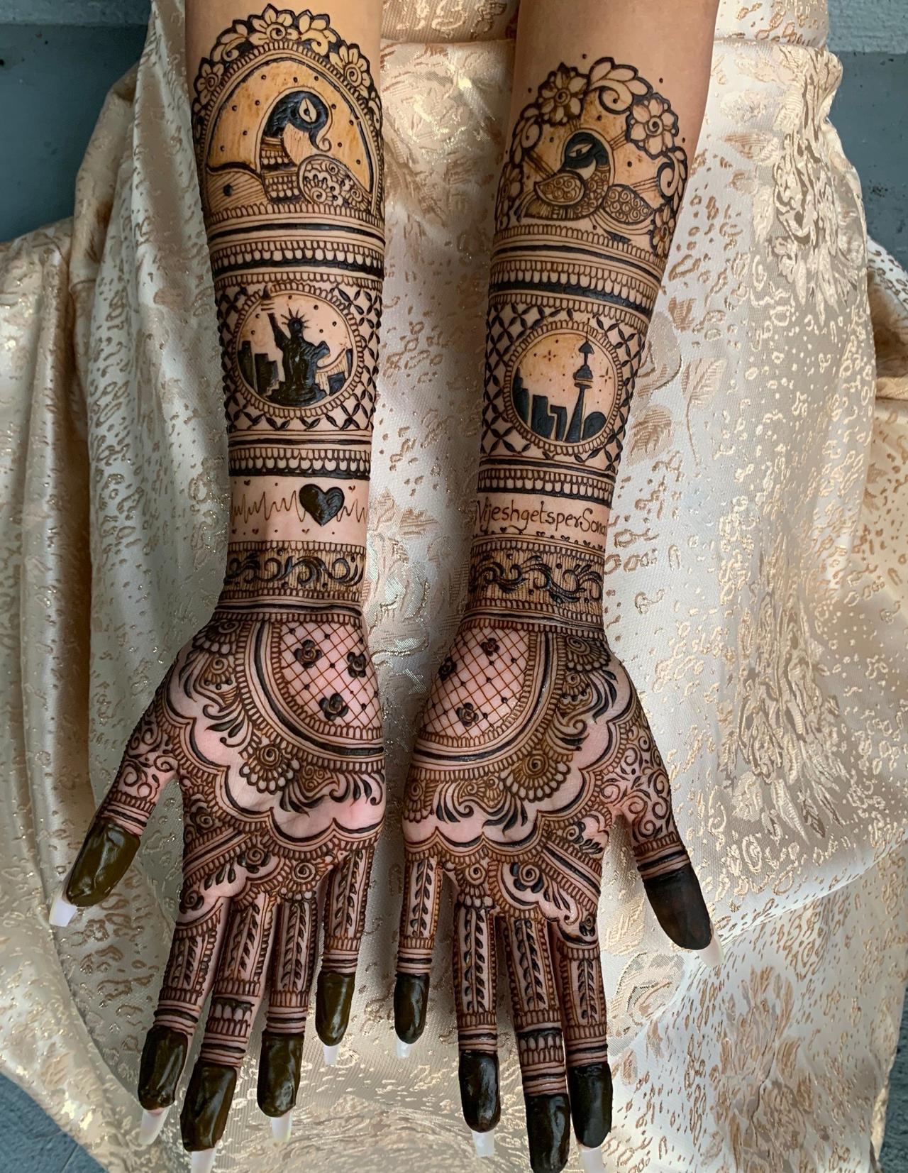 Indian wedding ceremony : groom hand with mehandi design Stock Photo |  Adobe Stock