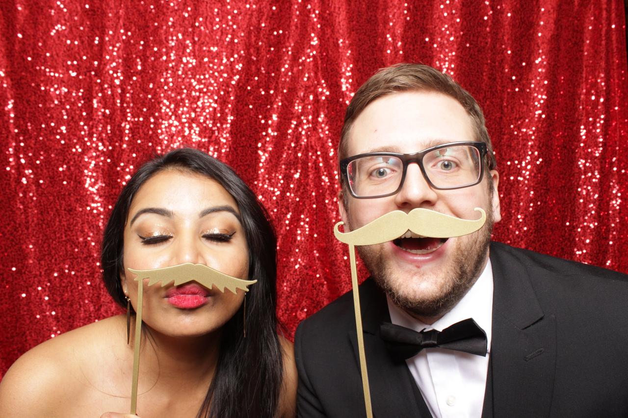 Red shimmer photobooth backdrop