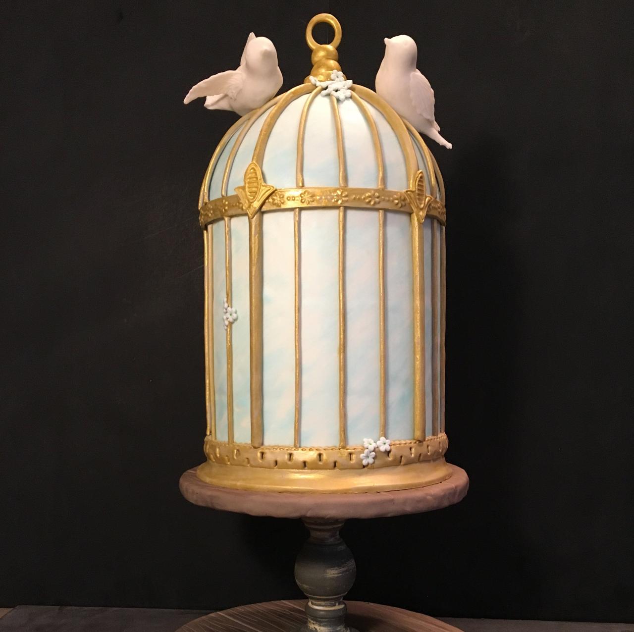 Small birdcage wedding cake