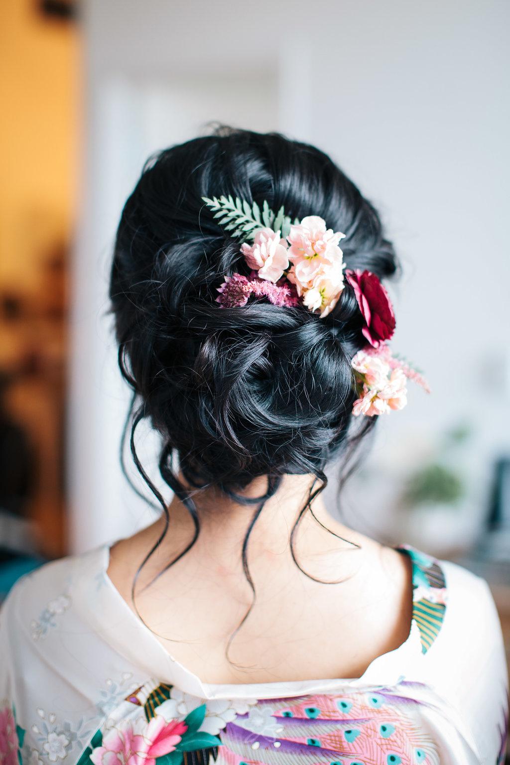 Bridesmaid hair hot sale flowers