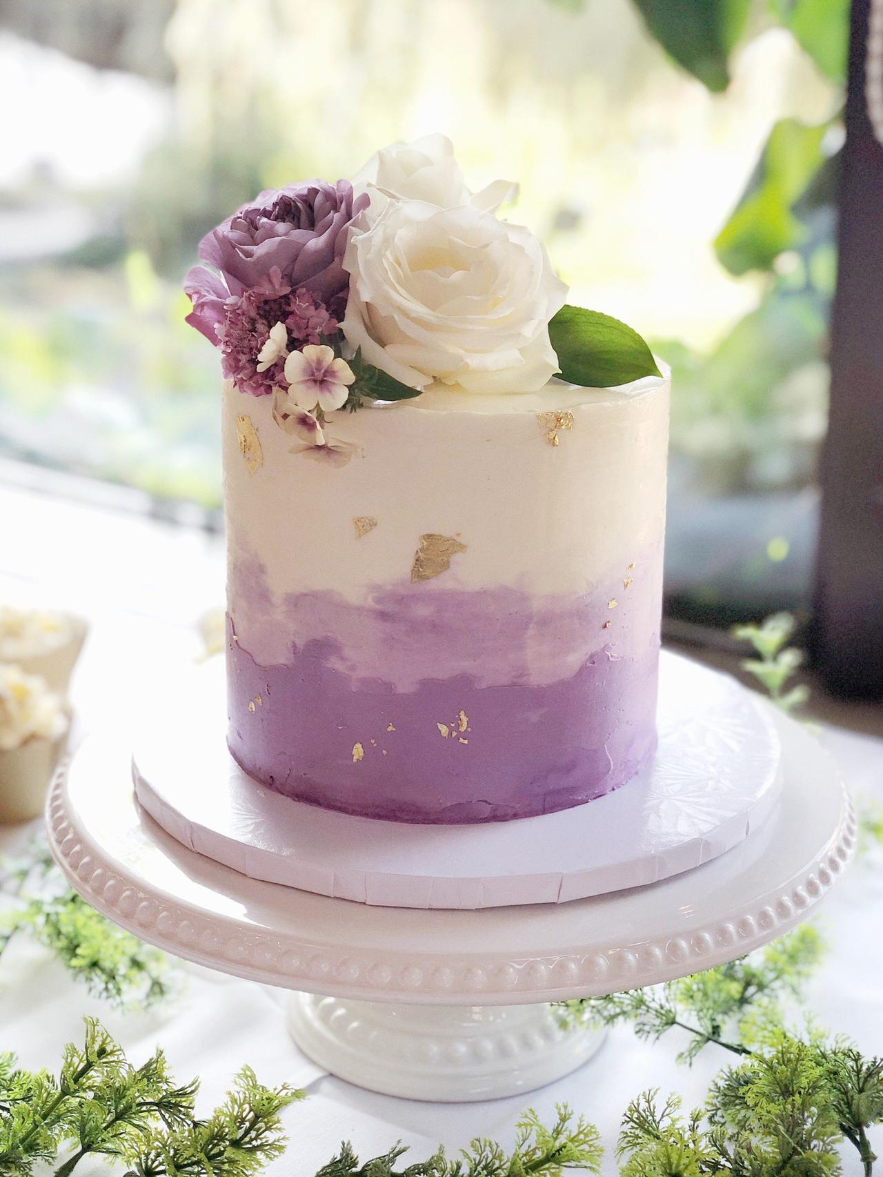 Dark Chocolate Lavender Cake with Lavender Frosting