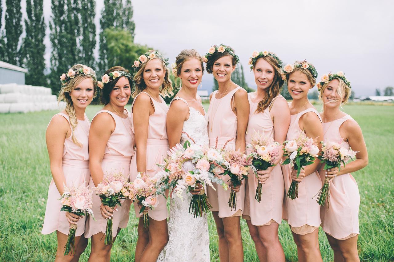 bridesmaid hairstyles with flower crowns