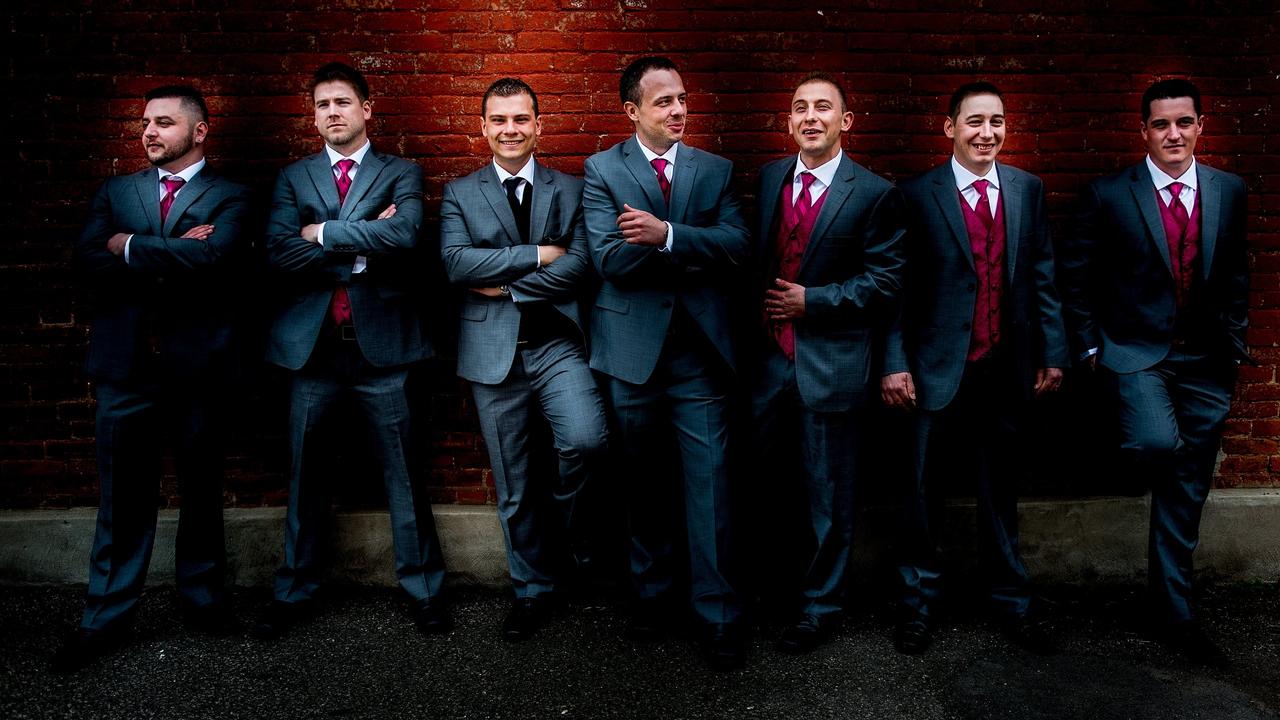 Red groomsmen accessories