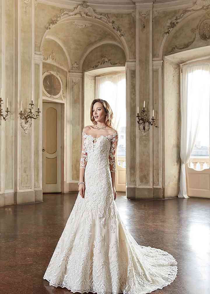 Eddy k long on sale sleeve wedding dress