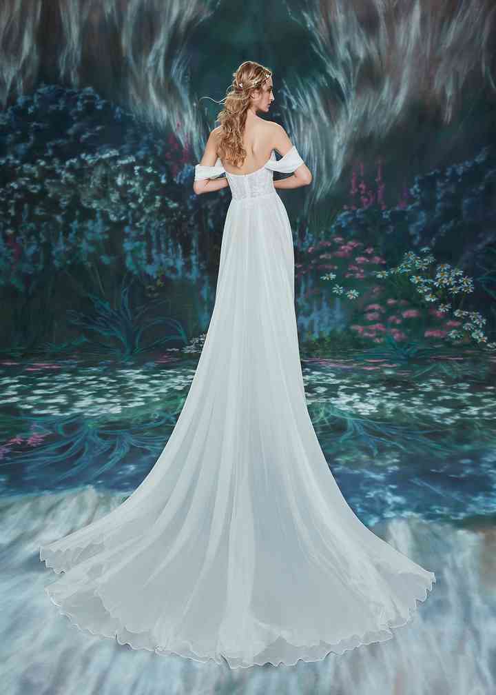 Ines Lace and Chiffon Flowy Wedding Dress