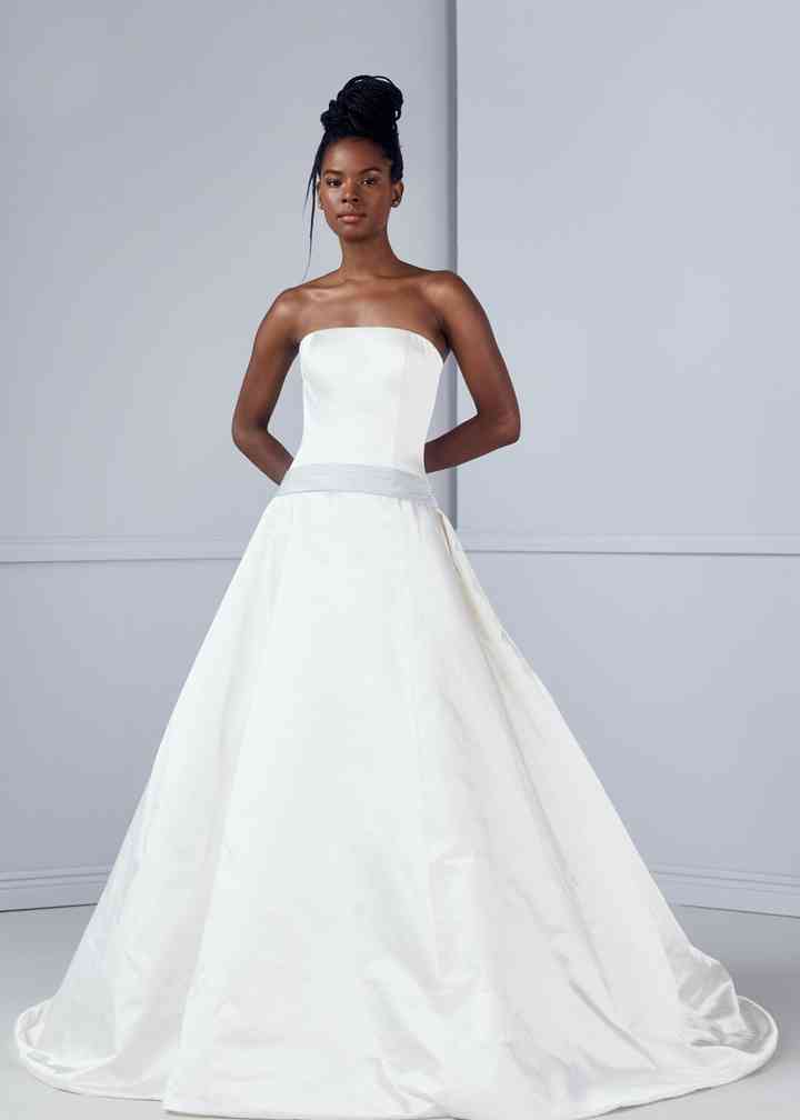 Wedding Dresses by Amsale Blue Sash WeddingWire.ca