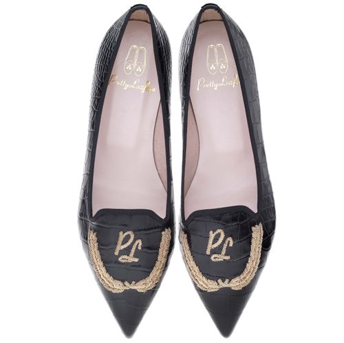 Ella black croc laurels, Pretty Ballerinas