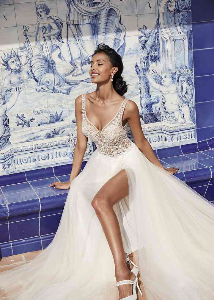 halter top mermaid dress Halter Sequin Gown with Keyhole Cutout | Sheer Glitter Mermaid Dress  CDCC427 main image 0