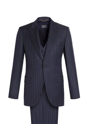 PINSTRIPED THREE-PIECE CONTINENTAL SUIT, Brioni