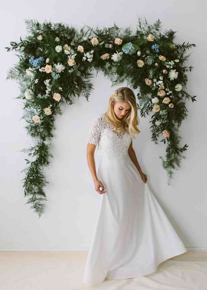 princess polly baby blue dress Boho Wedding Dress Riki , Bridal Separates, Wedding Dress with Collar Custom / Just Skirt / Full