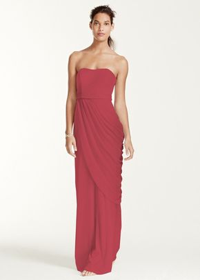 David's Bridal Style W10482		Long Strapless Mesh Dress with Side Draping, David's Bridal