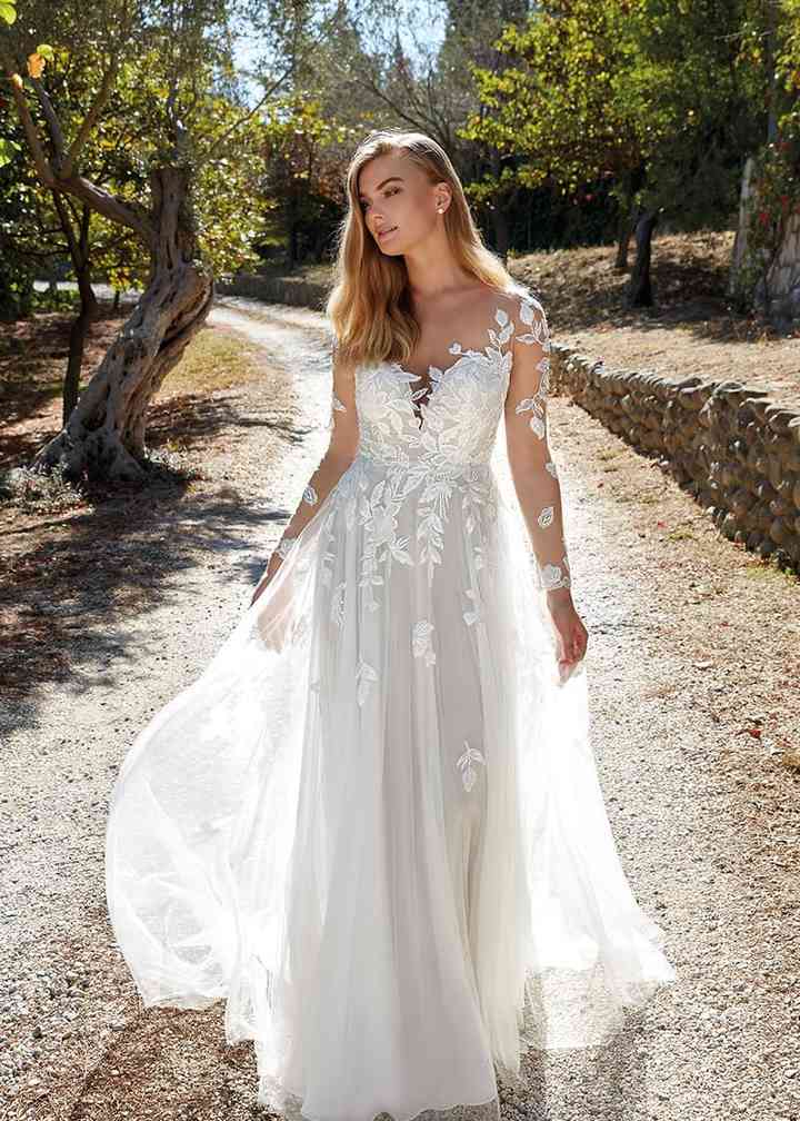 Eddy k long on sale sleeve wedding dress