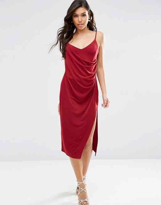 blue dress for baby girl Rent Asos Design Deep Plunge Scrunch Neck Midi Dress In Red