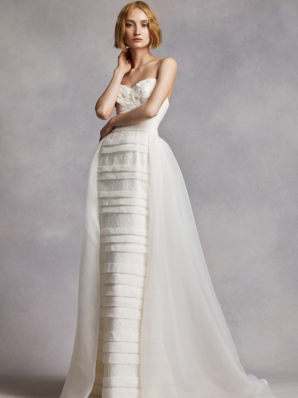 white by vera wang two piece pleated wedding set