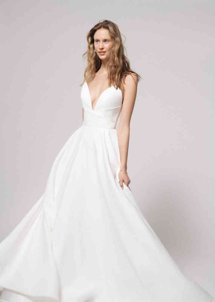 Satin Ivory A-line wedding dress cd-carol