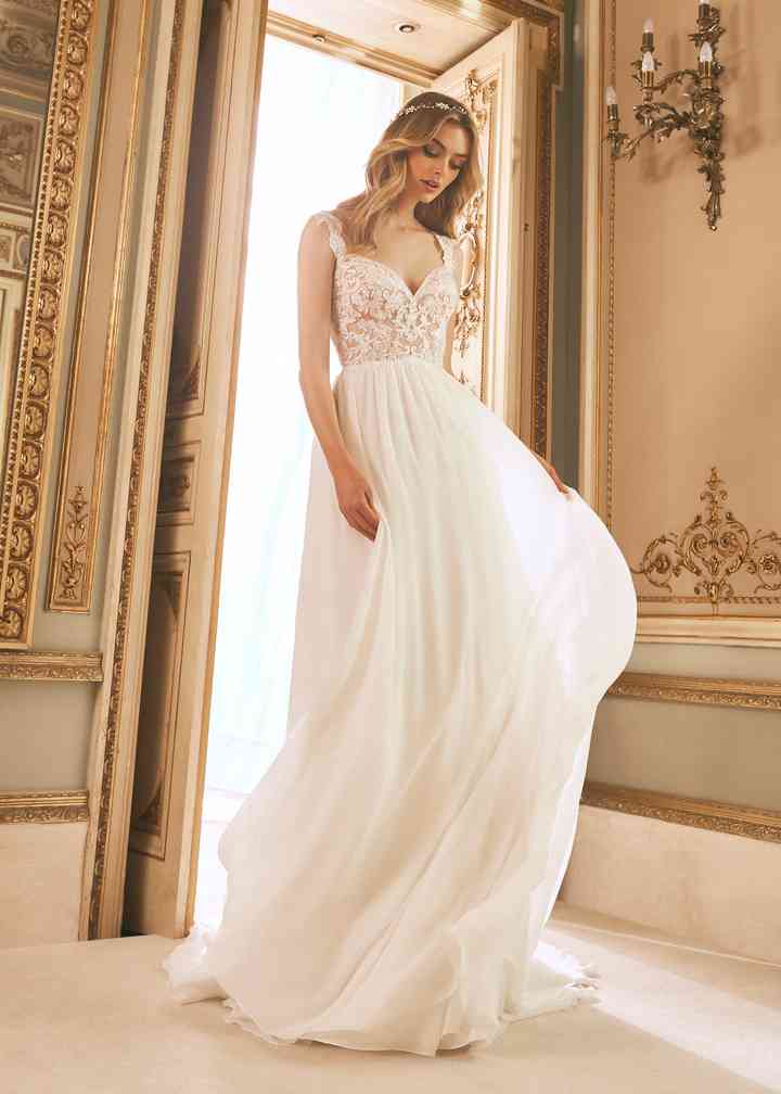 Wedding Dresses Queen Anne neckline WeddingWire