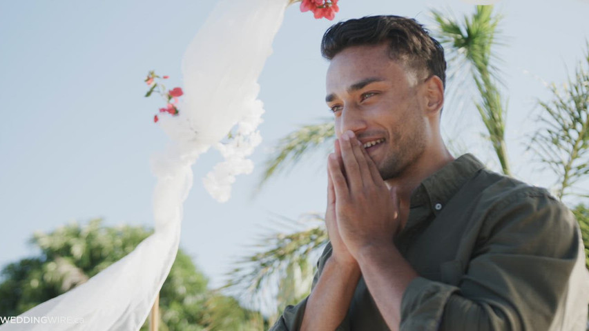 Happy biracial groom smiling at his beach wedding 2025 08 28 20 03 34 utc 175805987867678