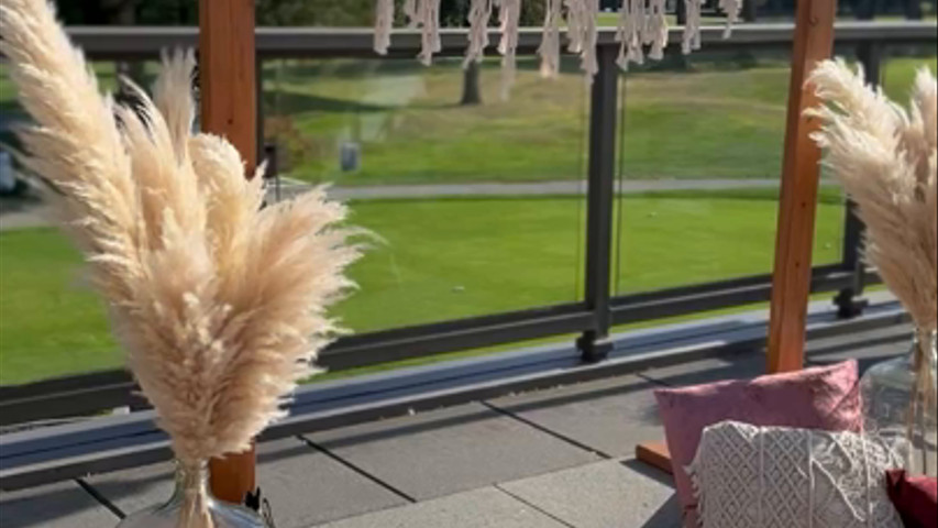 Arch and Decor Set up for E&B at Marine Drive Golf Club