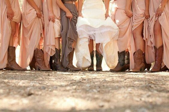 Long dresses with cowboy boots