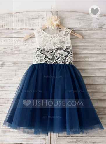 Flower GIrl Dress- Navy blue and lace