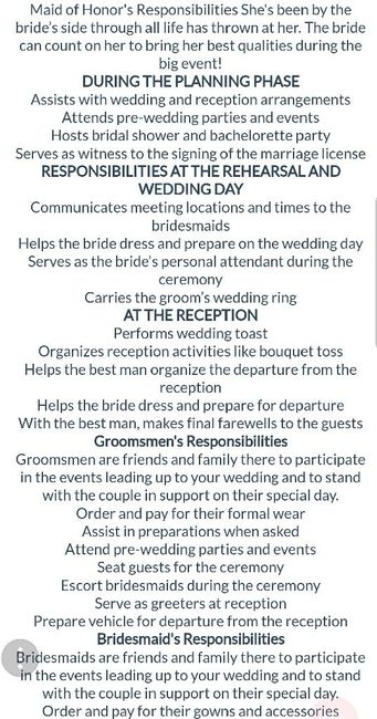 Roles and responsibilities of wedding party - 2