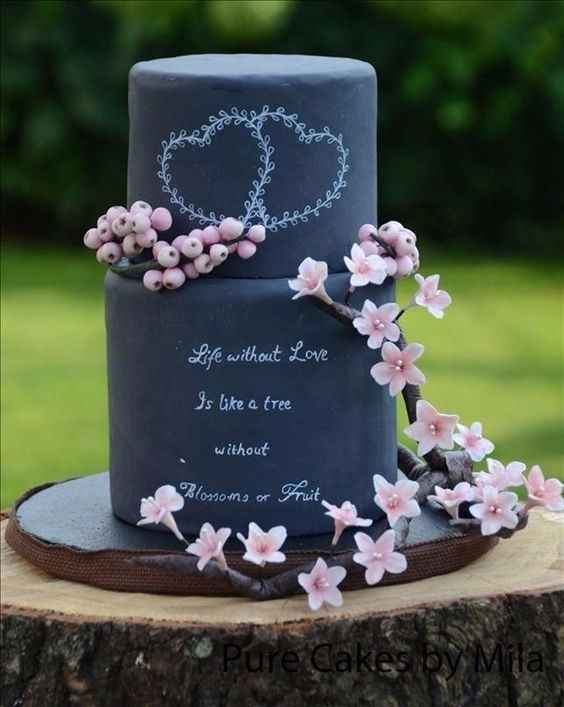 Chalkboard Cherry Blossom Cake