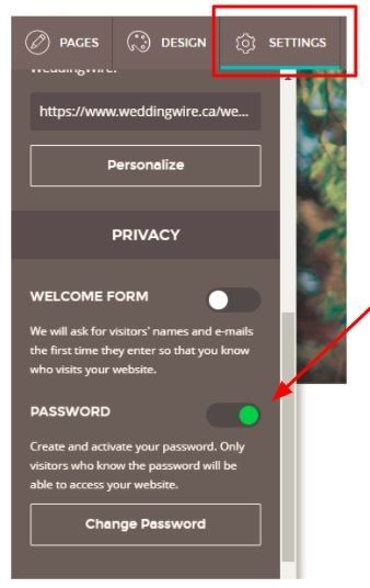 How do i make my wedding website hidden? 1