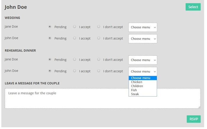How to Track Meal Choices with RSVP 2