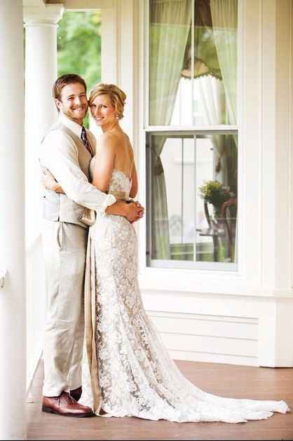 Ivory lace dress with champagne undertones