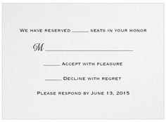 RSVP Card - We have reserved ___ seats in your honor