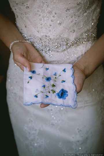 Blue embroidered handkerchief?