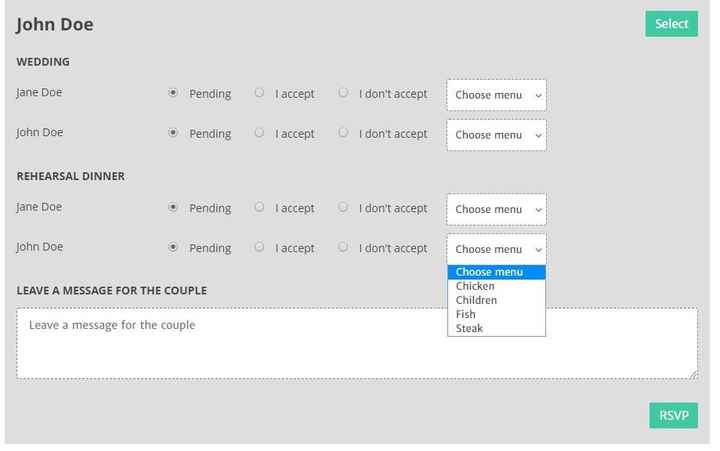 Meal Tracking in RSVP