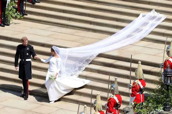 Or Meghan's dramatic long veil?