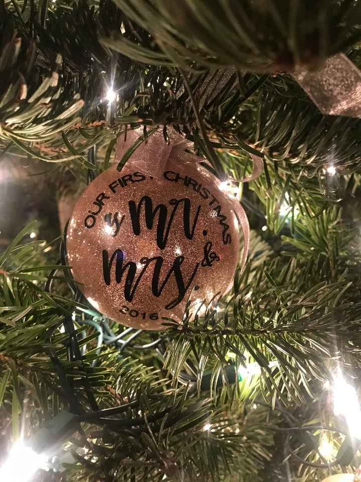 Gold Glitter Our First Christmas as Mr. and Mrs. Ornament