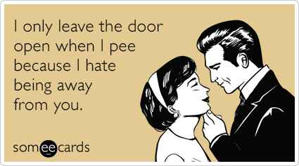 Relationship meme - leaving the bathroom door open 
